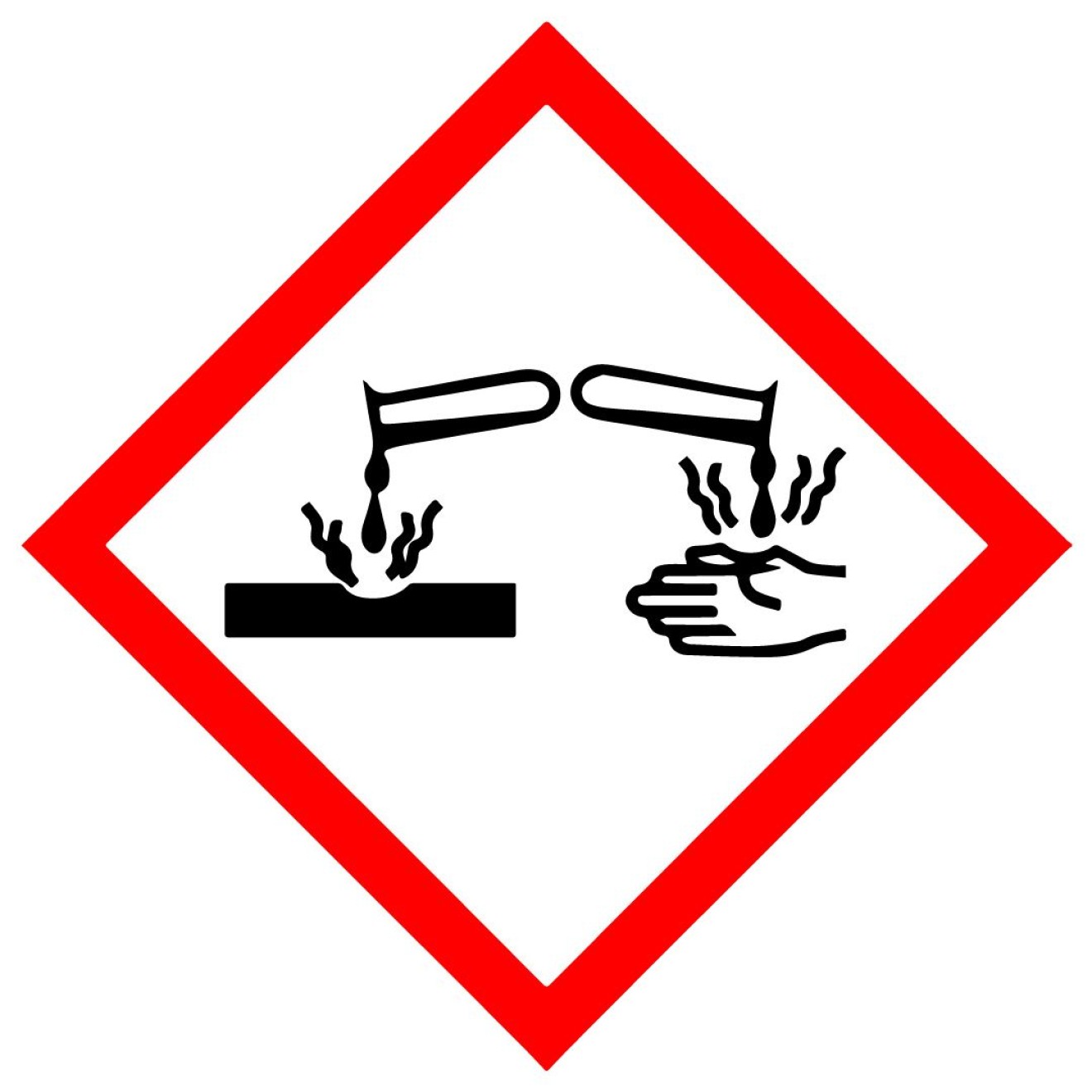 Achtung: Biozidprodukt kann Haut und Augen schwer schädigen und Metalle angreifen – Gefahrensymbol Ätzend