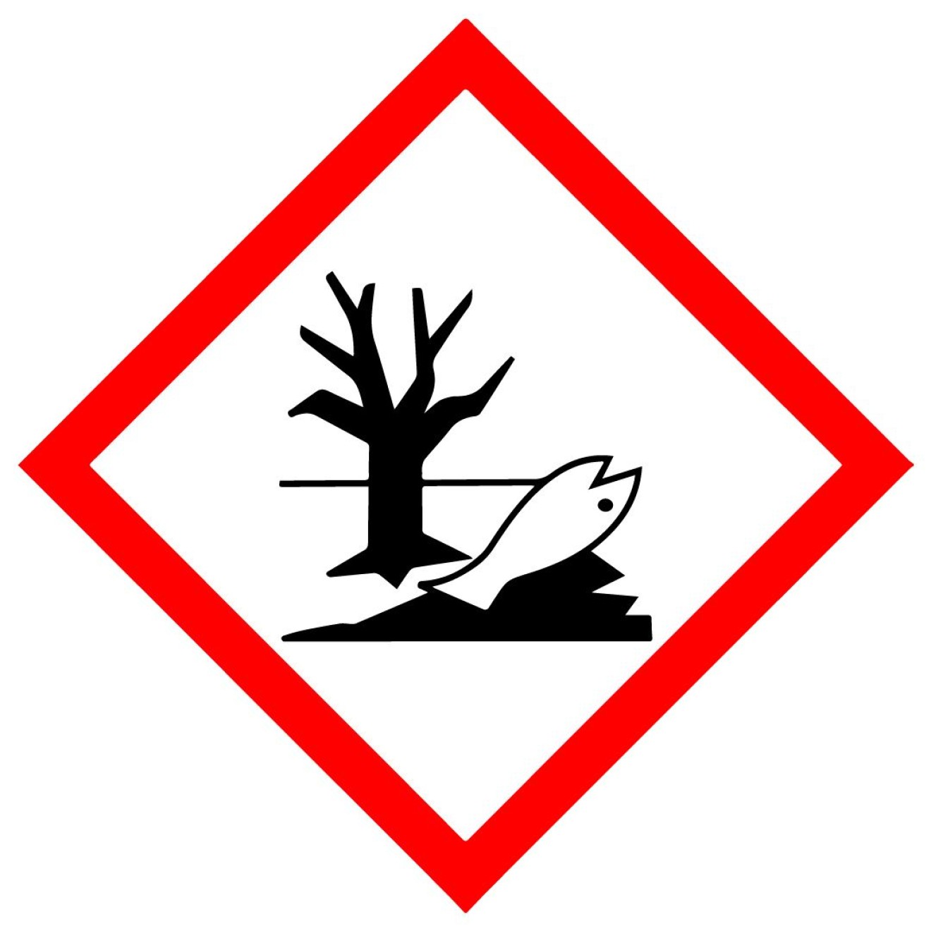 Achtung: Biozidprodukt kann Gewässer, Fische und andere Lebewesen schädigen – Gefahrensymbol Umweltgefahr
