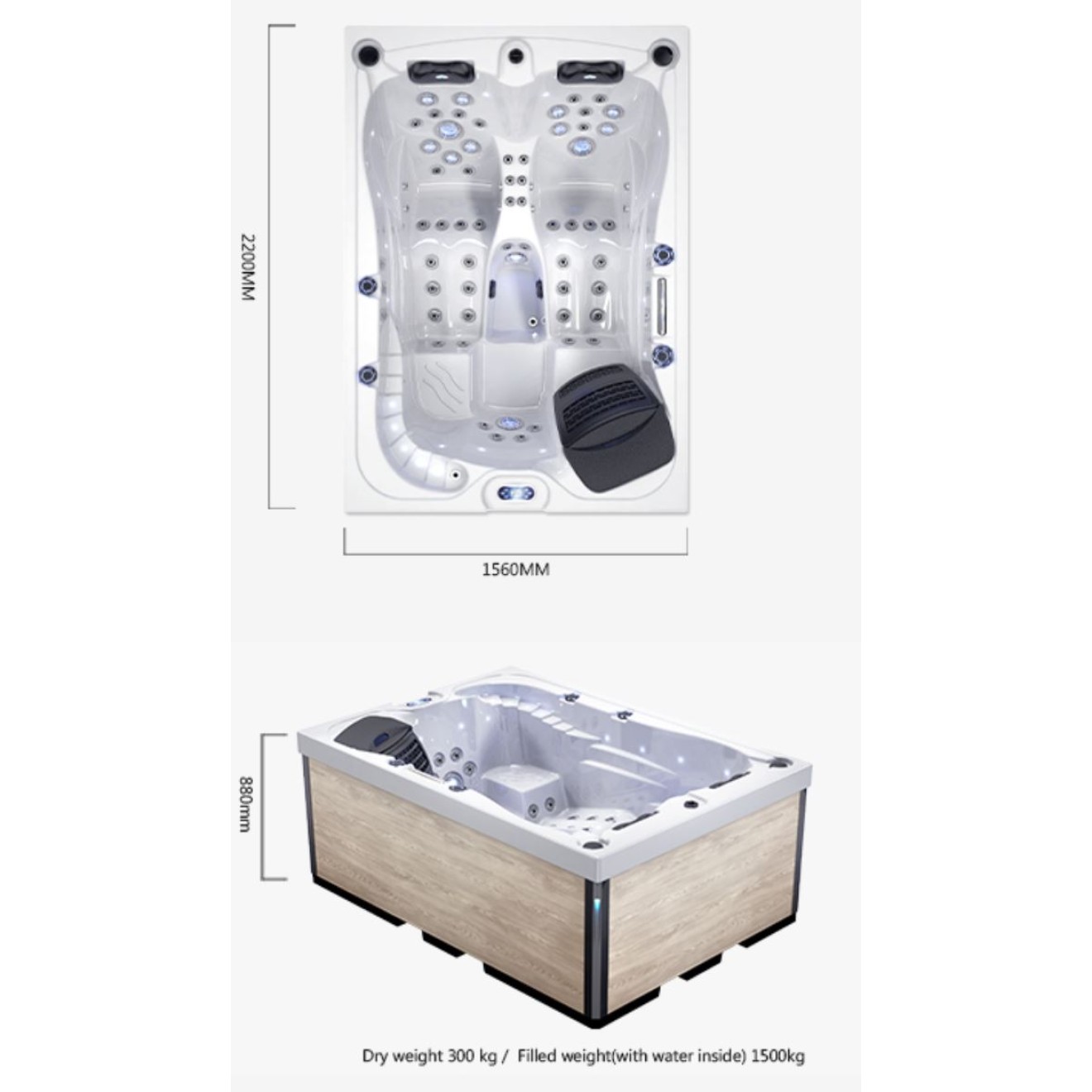 Whirlpool 2 Personen - 2 Liegen - 1 Sitz Balboa Steuerung