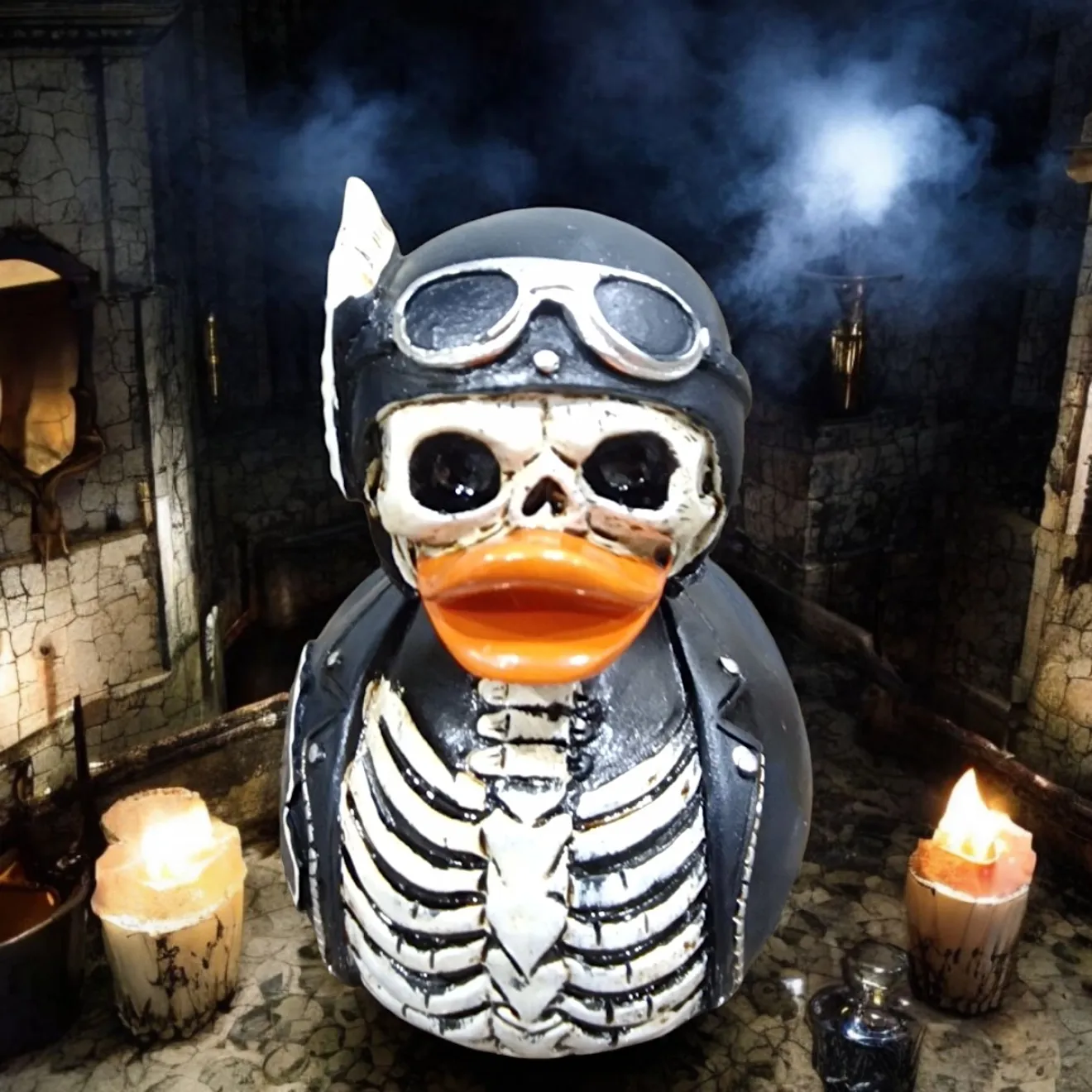 HELLS MOTOR BADEENTE GRUSELENTE GEISTERENTE MOTORRAD ENDE