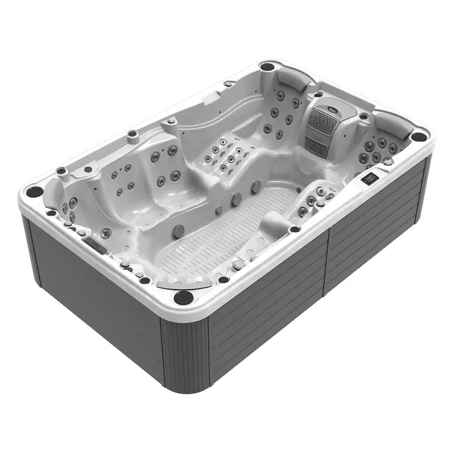 Whirlpool Wellis Olympus Peakline - 7 Sitze 2 Liegen - 354 × 230 × 98 cm. Ein Famielien Whirlpool mit Spassfaktor